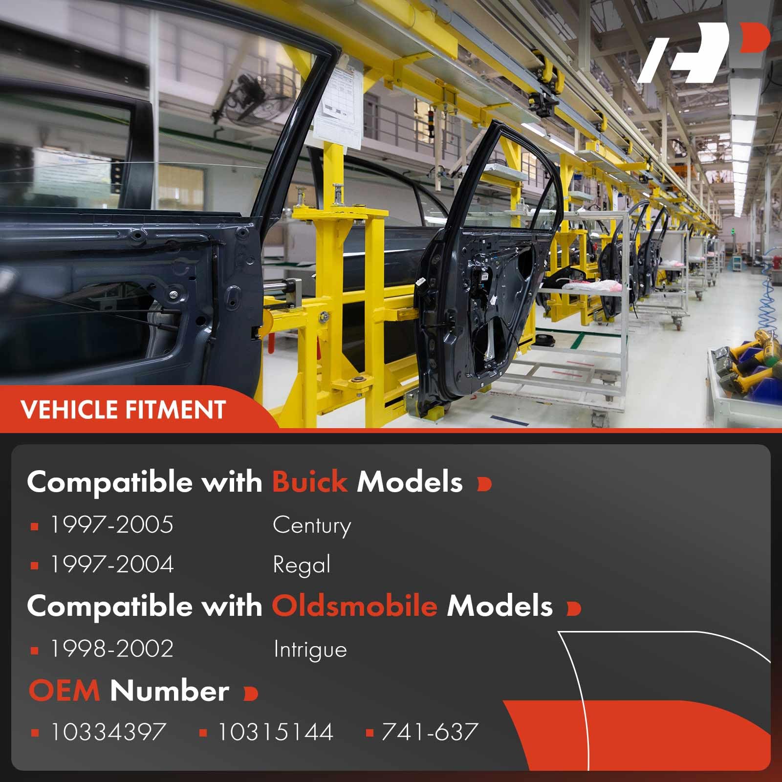 A-Premium Power Window Regulator With Motor Compatible With Buick Century 1997-2005 Regal Oldsmobile Intrigue 1998-2002 Sedan Fr