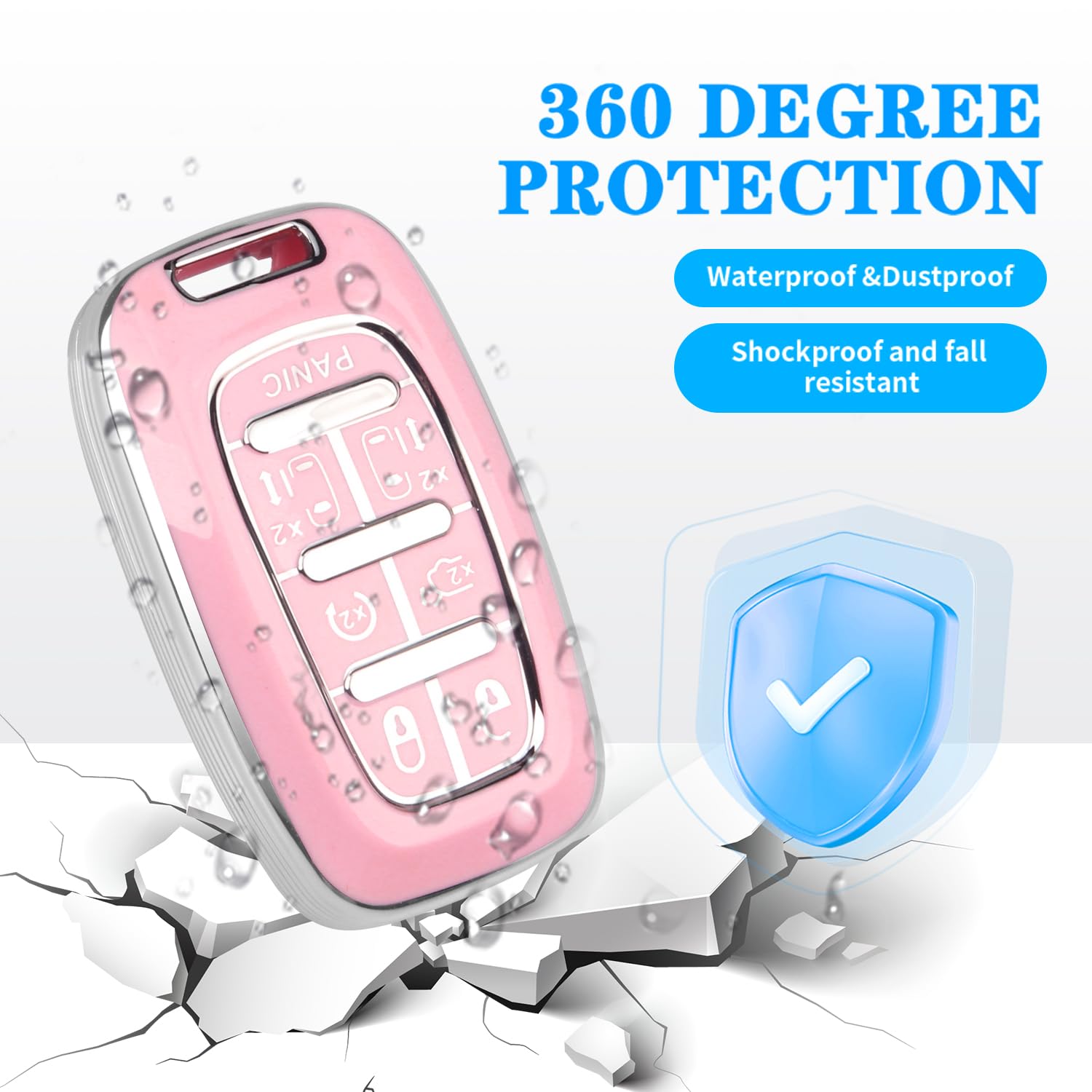 Mild East Key Fob Cover Fit For Chrysler Pacifica, 7 Button For 2017-2025 Touring, Pinnacle, Limited, Voyager, 2020 Proximity, S