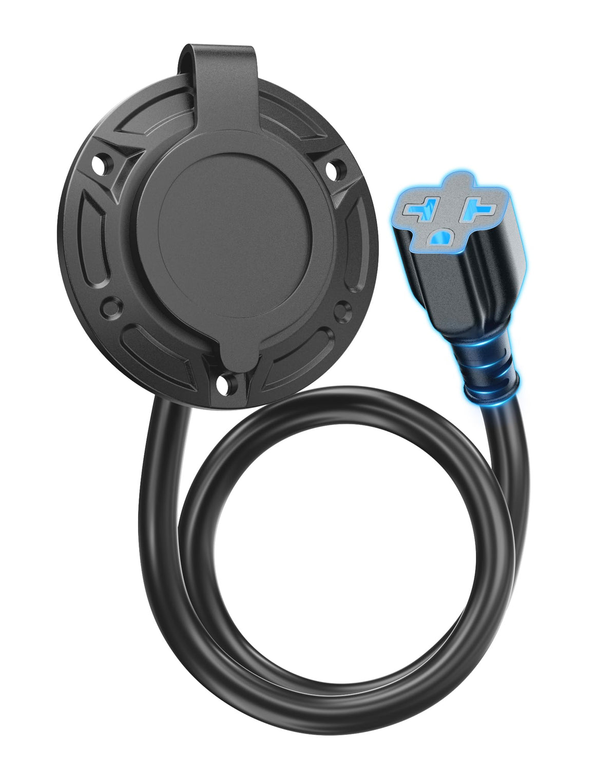 [5-In-1]Rv Shore Power Inlet Charger Plug 15A Ac Port Plug,125 Volt Ac Power Inlet Socket With 16 Inch Extension Cord And Watert