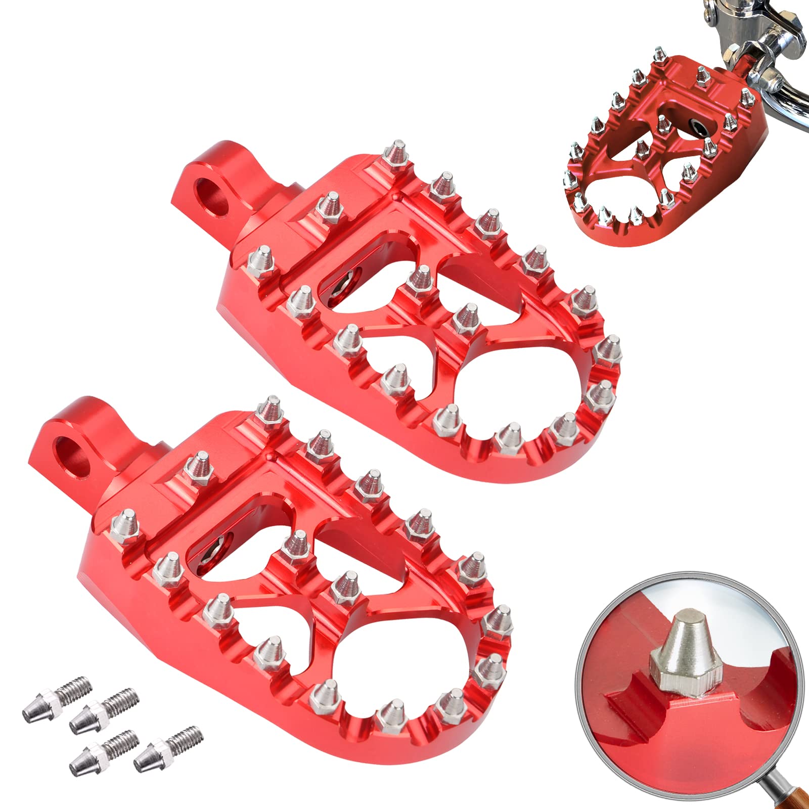 Sresk Offroad Cnc Wide Fat Foot Pegs For Harley Dyna Sportster Flfb Flstf Iron 883 Softail Street Glide, 360 Degree Rotating Mx 