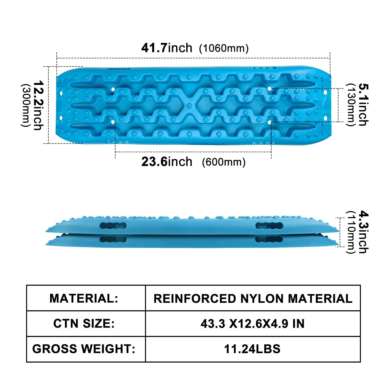 X-Bull New Recovery Traction Tracks Sand Mud Snow Track Tire Ladder 4Wd (Cyan Blue, 3Gen)