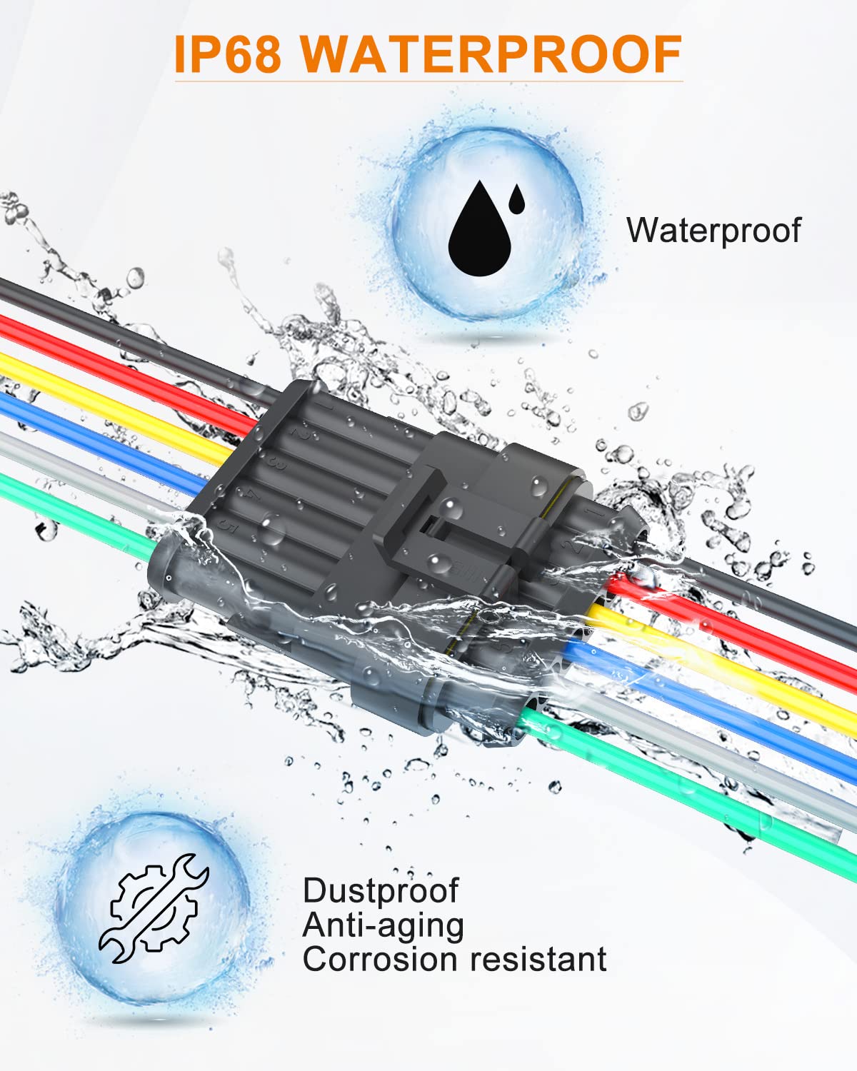 Naoevo 6 Pin Connector Waterproof,16 Awg 6 Wire Connectors, Automotive Electrical Connectors Male And Female Way With Heat Shrin