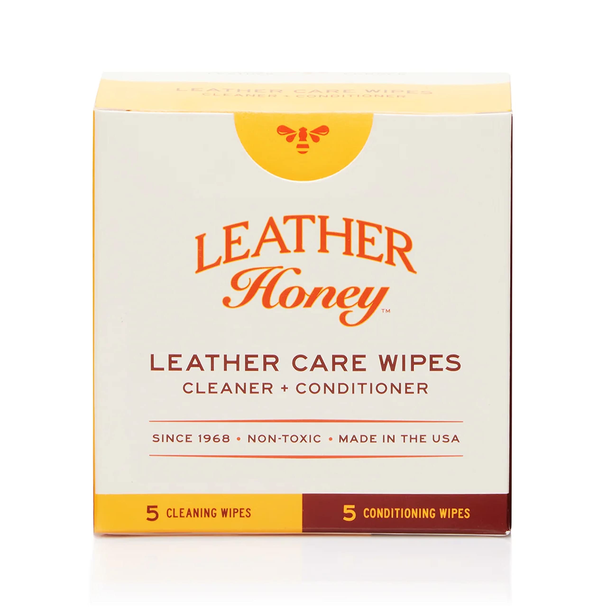 Leather Honey Leather Care Wipe Kit: Clean & Restore On-The-Go. Use For Leather Couches, Car Seats, Purses, Shoes & Bags. Safe F