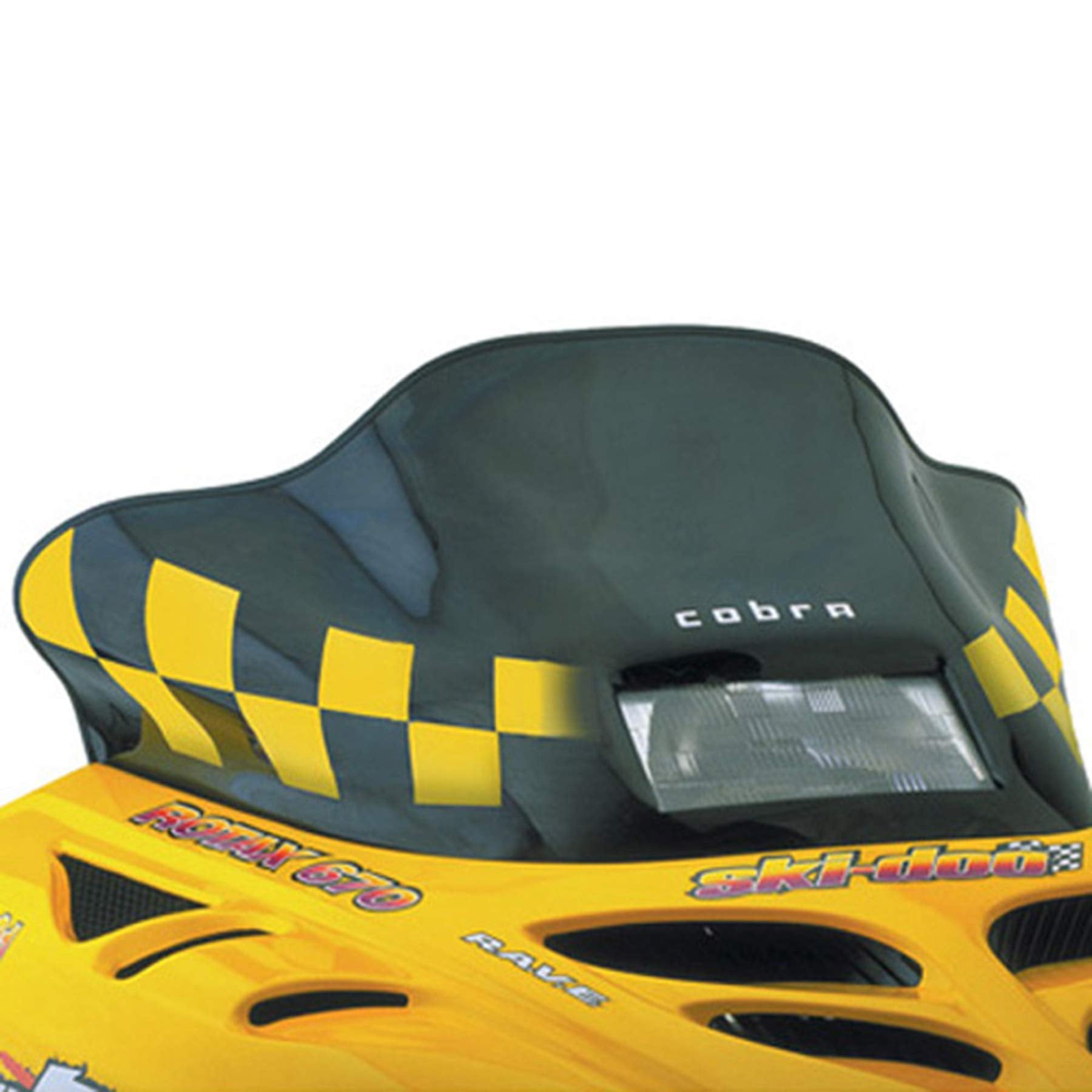 Powermadd 13120 Cobra Windshield For Ski Doo Mxz (S2000) - Black With Yellow Checkers - Low Height