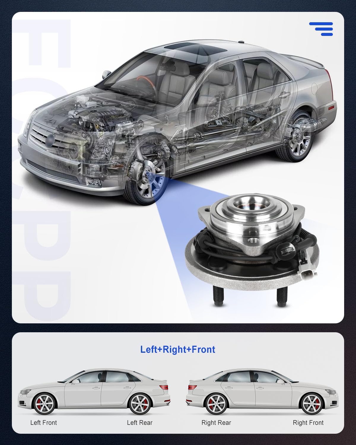 ECCPP Replacement For Pair of 2 New Complete Front Wheel Hub Bearing Assembly 5 Lugs w/ABS fit For Jeep Grand For Cherokee Comma