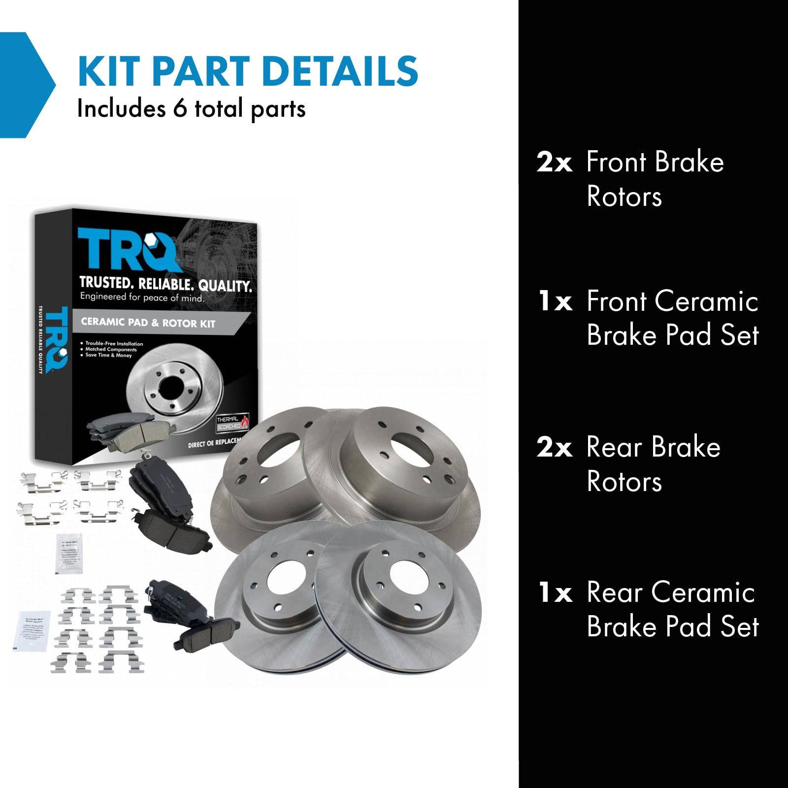 Trq Front And Rear Brake Pad & Rotor Kit Brake Pads Brake Rotor Ceramic Compatible With 2013-2021 Nissan Altima