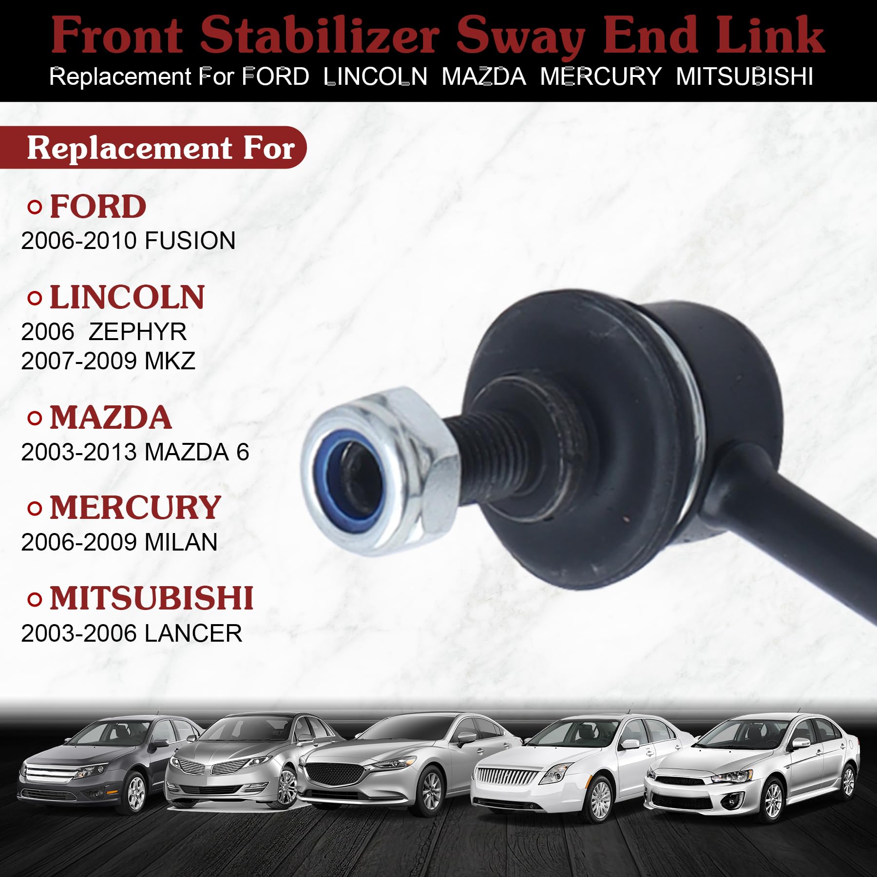 Stiueoav K80250 K80251 Sway Bar Link - Front Stabilizer End Link Compatible With 2006-2010 Fusion?2007-2009 Mkz?2003-2013 6?2006