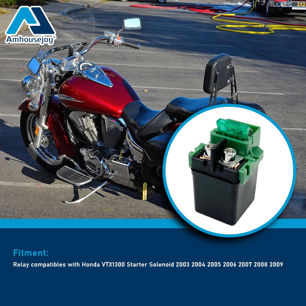 Amhousejoy Starter Solenoid Relay Fit For Honda Vtx1300 Vtx 1300 2003 2004 2005 2006 2007 2008 2009