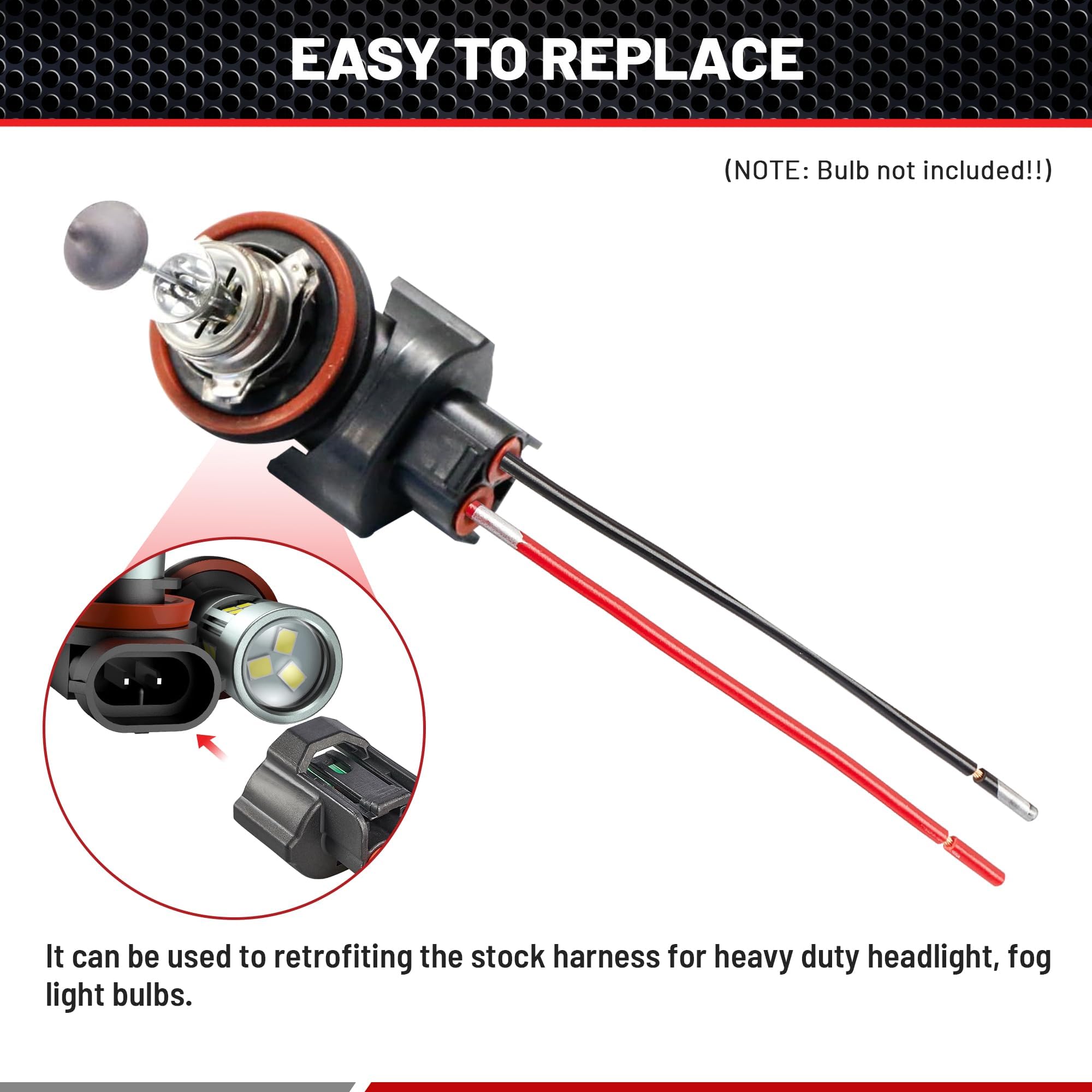 Red Wolf H8 H9 H11 880 881 Female Adapter Wire Connector Replace Oem Headlight Fog Light Wiring Harness Retrofit Pigtail For Toy
