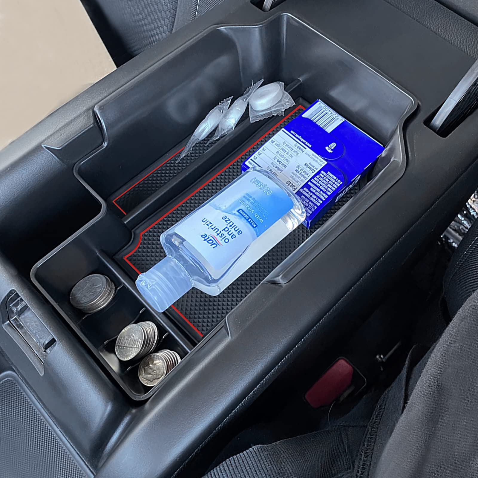 Jdmcar Compatible With Center Console Tray Chevy Colorado/Gmc Canyon Accessories 2015-2020 2021 2022 - Red Trim