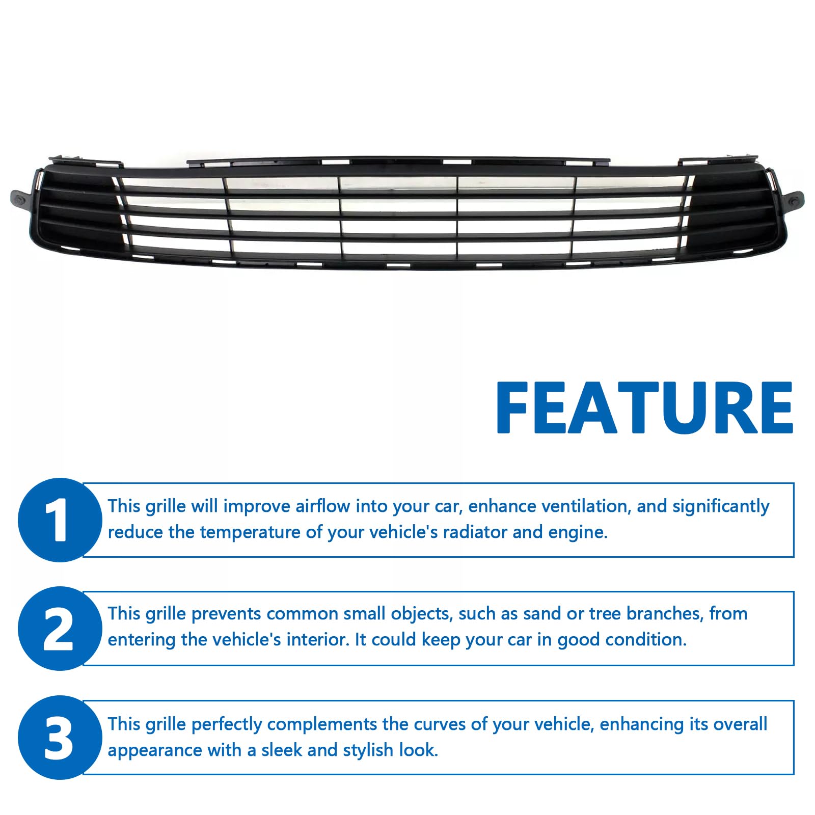 Perfit Liner Front Bumper Lower Grille Grill 2011 2012 2013 Compatible With Toyota Corolla Direct Replacement Parts Primed Black To1036125 5311202280