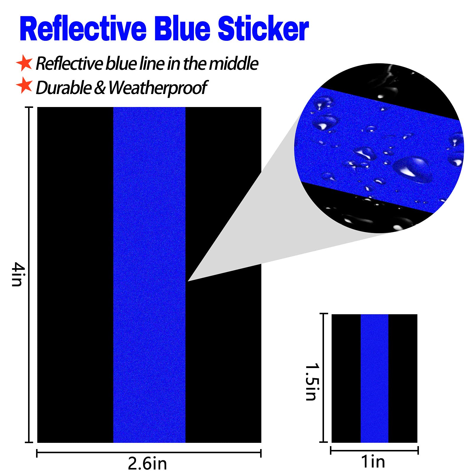 3 Pack Reflective Police Thin Blue Line Bumper Decal Stickers 4'' x 2.6'' | Compatible with Cars & Trucks, Honoring Police Law E