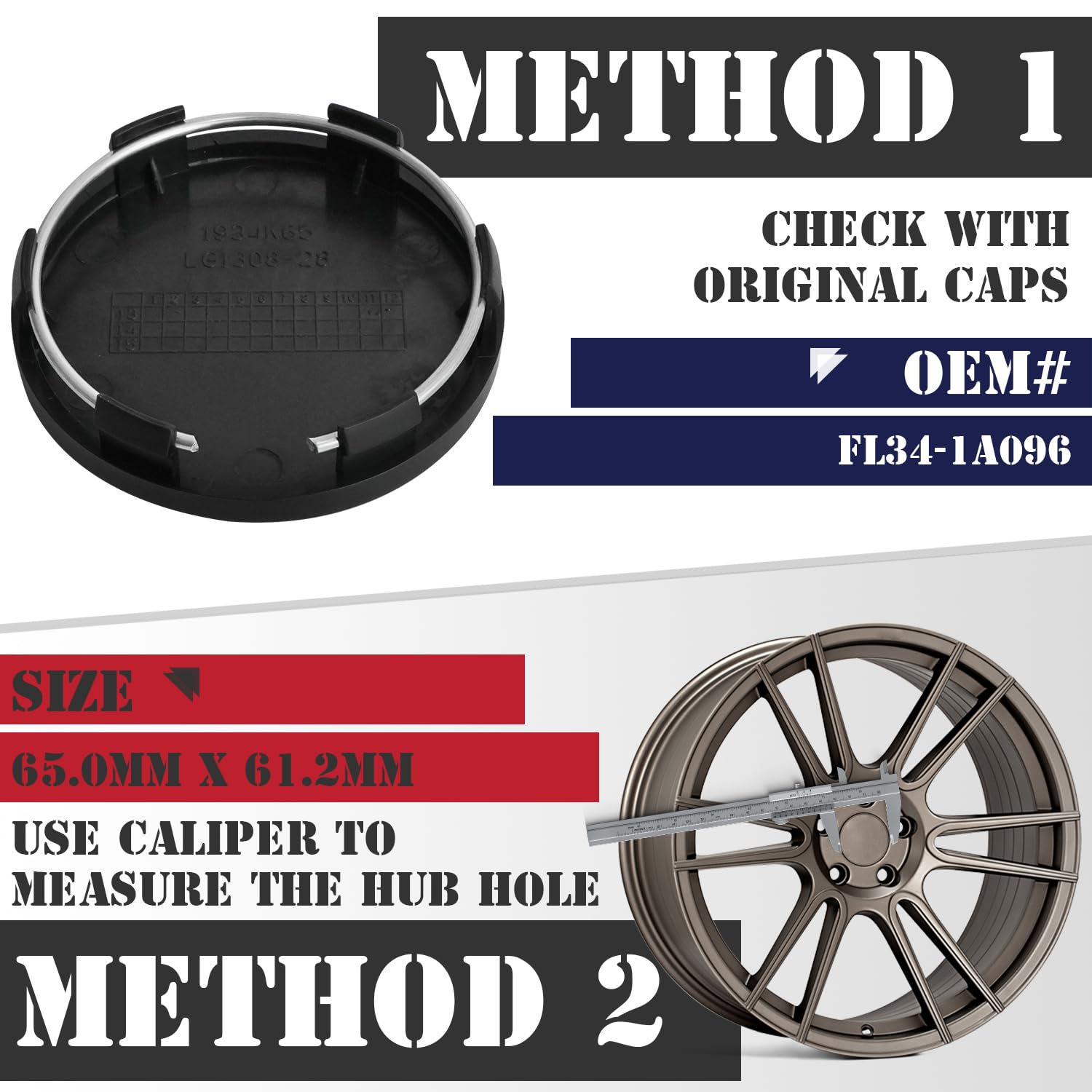 Kitspro 2.6Inch 65Mm Wheel Center Caps For Ford Expedition Explorer Ranger F150 Rim Hub Caps Fl34 1A096, Pack Of 4 (Matte Black,