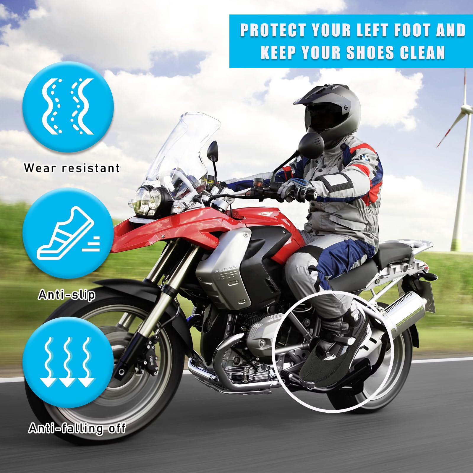 Suvnie Motorcycle Shifter Shoe Protector, Motorbike Protective Gear Shifter Cover, Adjustable Anti-Slip Boot Shift Guards Pad, T