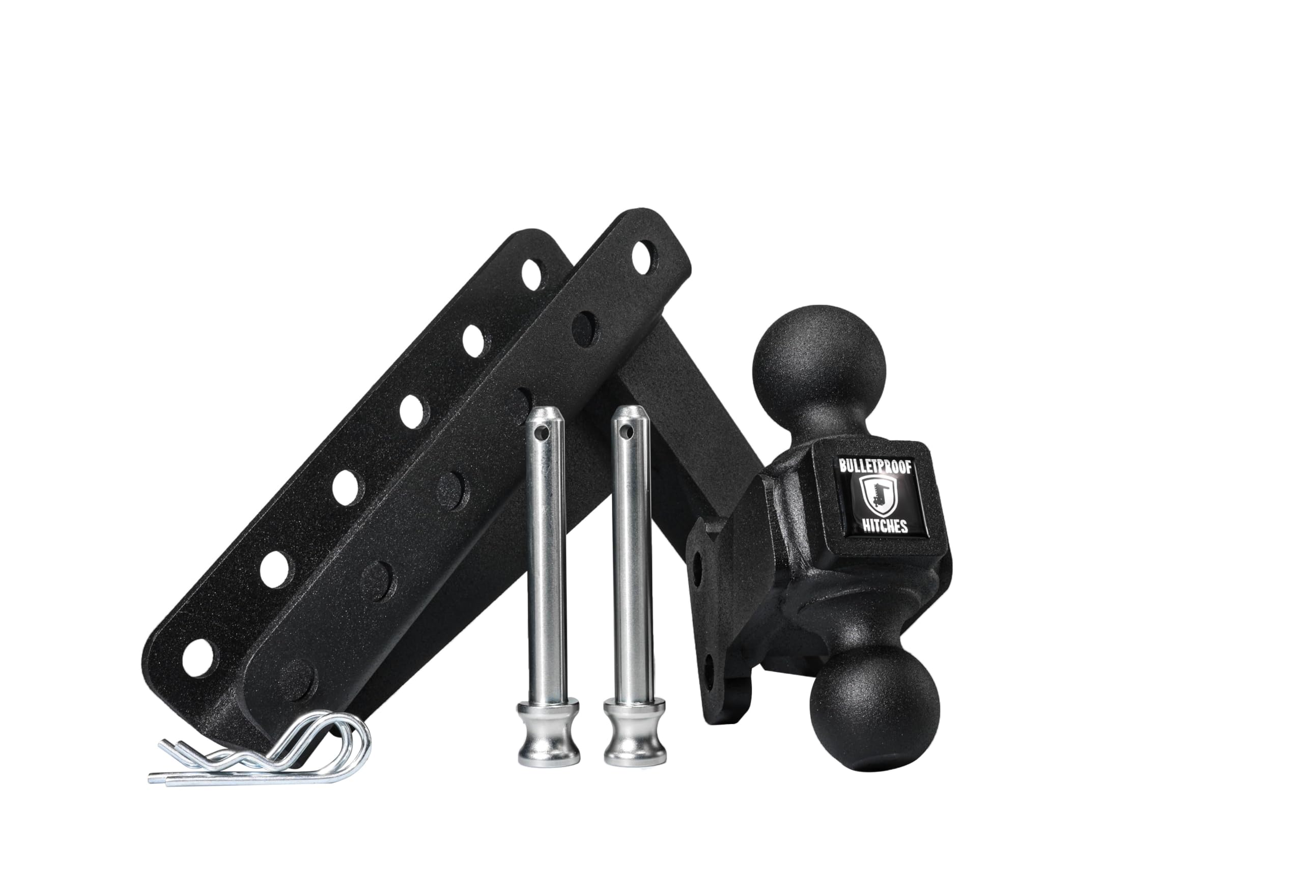 Bulletproof Hitches 2.0'' Adjustable Medium Duty (14,000Lb Rating) 6'' Drop/Rise Trailer Hitch With 2'' And 2 5/16'' Dual Ball (
