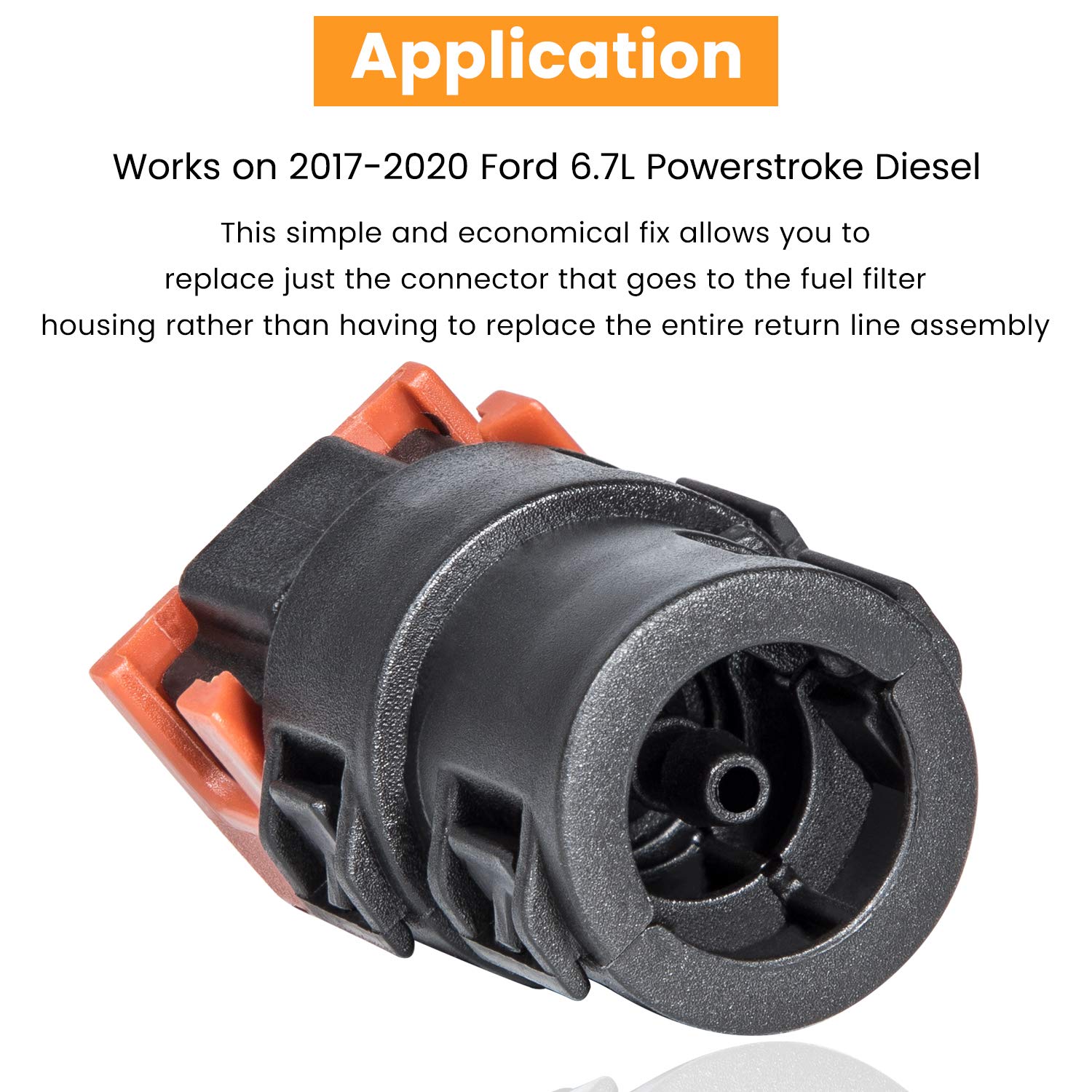 6.7L Powerstroke Fuel Filter Return Line Connector Fitting For 2017~2020 Ford (3846) HC3Z-9A564-A (Black&Orange)