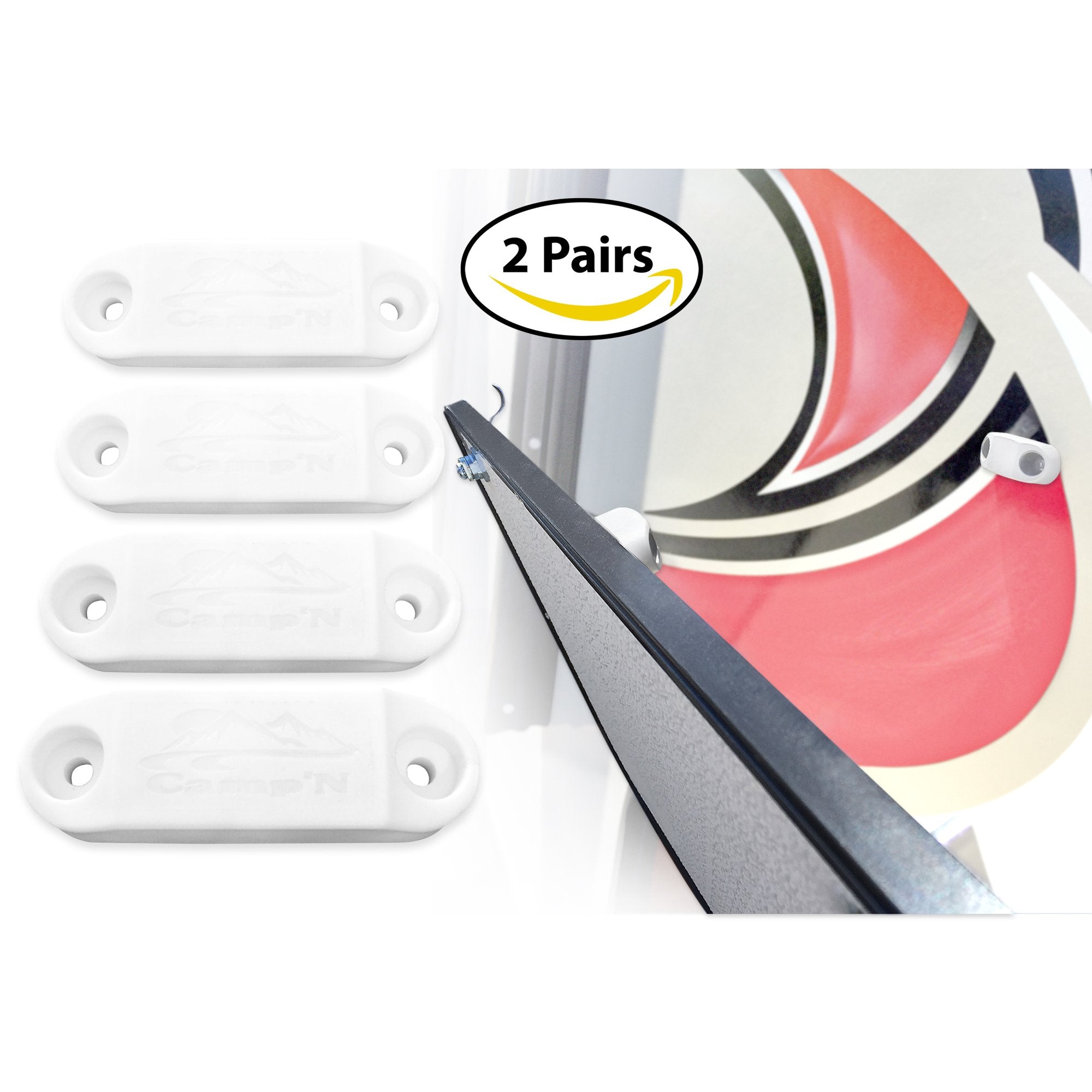 Camp'N Rv Magnetic Door Catch (White 2-Pair) Rv Magnetic Door Holder & Rv Door Magnet For A Secure Hold. Magnetic Rv Door Holder - Rv Door Magnetic Catch - Rv Door Magnets With Mounting Hardware