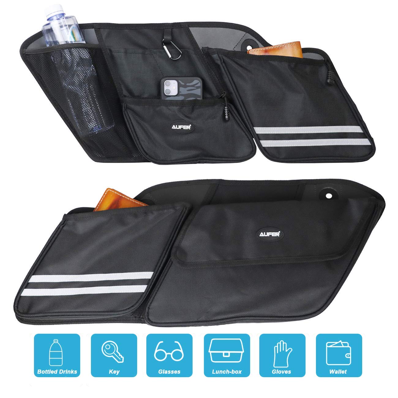 AUFER Left & Right Side Motorcycle Saddlebag Organizers Storage Bags Saddle bag Organizers Bag Compatible With For 1993-2013 Tou