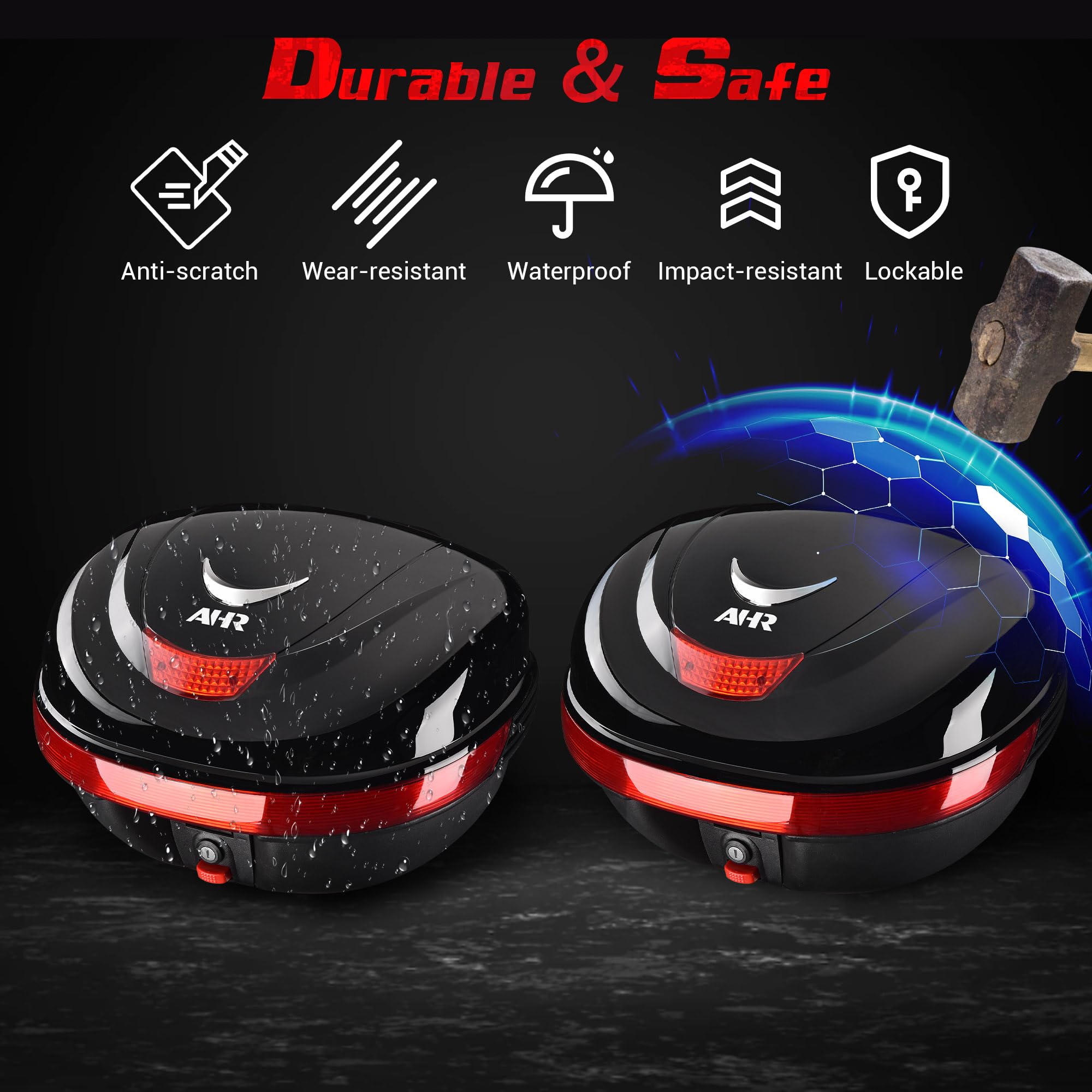 Ahr 35L Motorcycle Top Case Trunk Tail Box Tour Storage