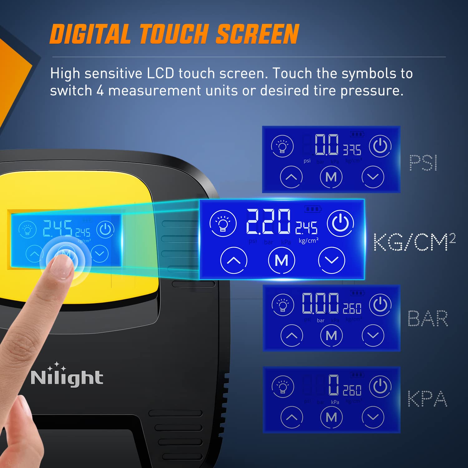 Nilight Tire Inflator Air Compressor Portable Pump For 12V Dc Car Tires With Digital Pressure Gauge 150Psi Auto Led Light Cars A