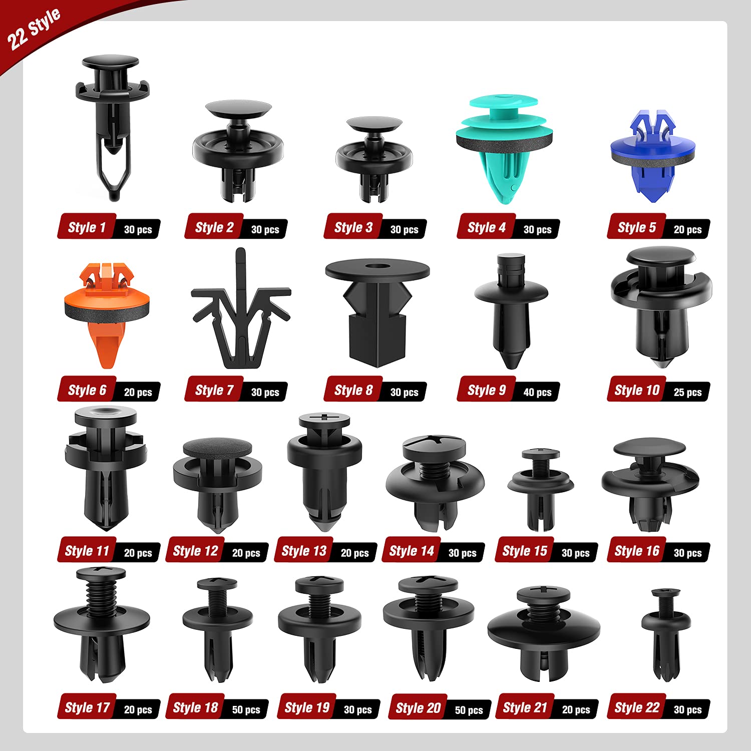 Nilight 680Pcs Car Push Retainer Clips Auto Fasteners Assortment Popular Sizes Nylon Bumper Fender Rivets Cable Ties For Toyota