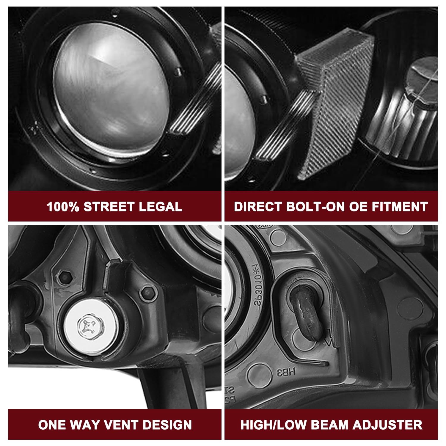 Jsboyat Halogen Headlight Assembly Compatible With 2004-2009 Mazda 3 Sedan 4-Door Driver And Passenger Side Black Housing With Clear Reflector (Bulbs Included)