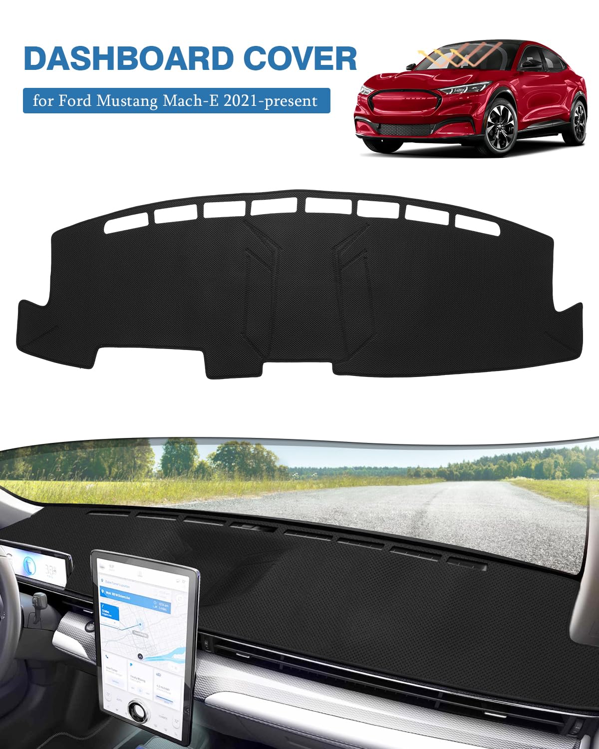 Fiilines Dash Cover Compatible With Ford Mustang Mach E 2021 2022 2023 2024 Dashboard Cover Interior Mach E Accessories Nonslip