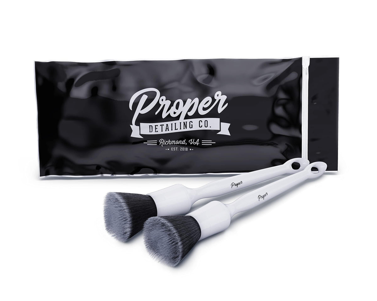 Proper Detailing Co. Car Detailing Brush Set, 2 Pack Soft Detailing Brushes, Clean Interior Or Exterior, Infotainment Screens, E