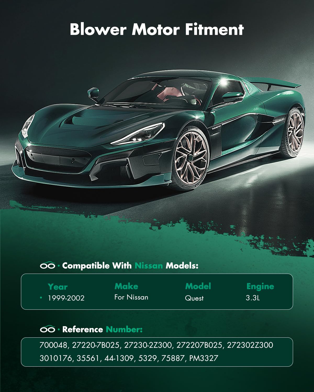 Scitoo 700048 Front Hvac Blower Motor With Fan Cage For Nissan For Quest V6 3.3L 1999 2000 2001 2002