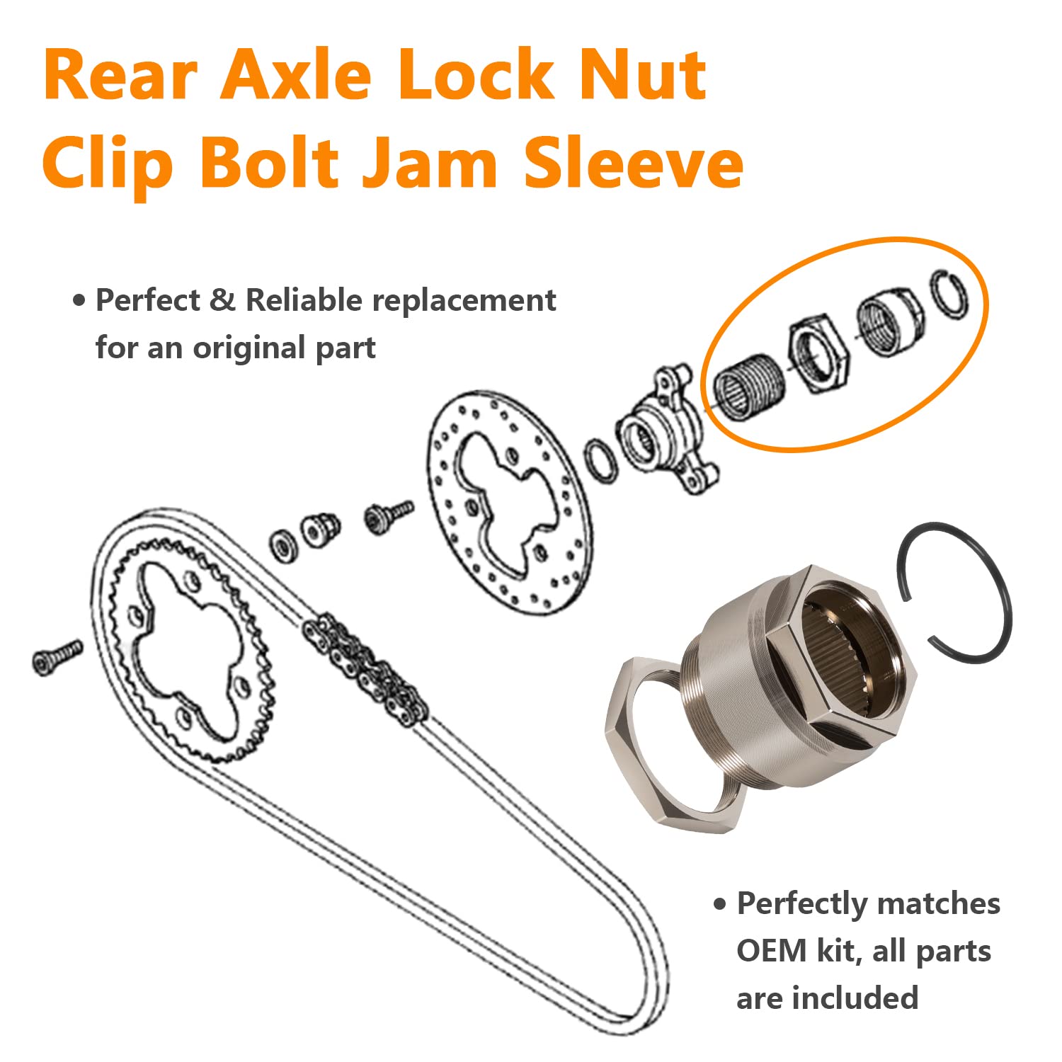 Rear Axle Nut Clip Bolt Jam Sleeve Fits For Honda Trx300Ex Trx400Ex Trx250X Trx300X Trx400X Trx450R Trx450Er Atc250R Atc350X Sportrax