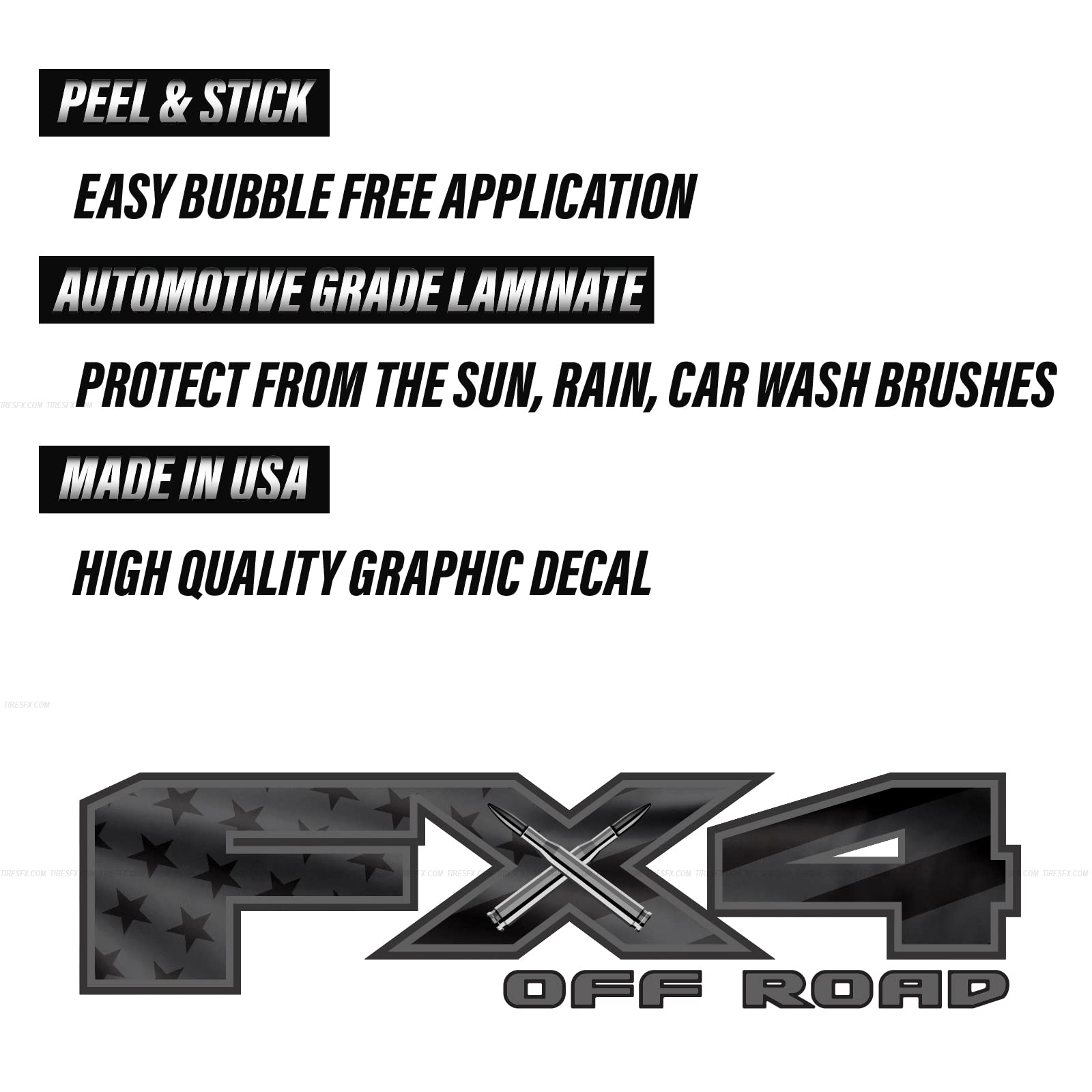 Fx4 Off Road Decal Replacement Sticker F 150 Bedside Emblem For 4X4 Truck Super Duty (Fx4 Off Road Decal Blk-Flag)