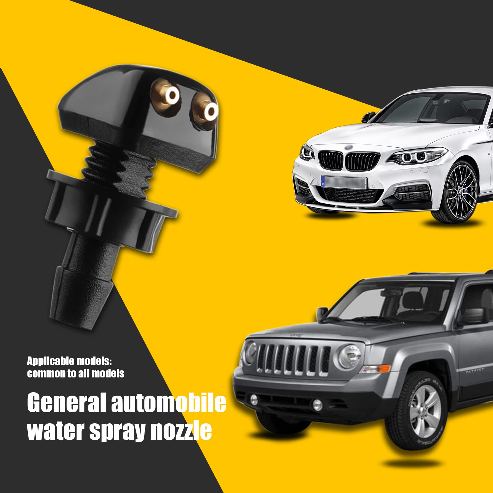 Gseigvee Pack-2 Front Windshield Washer Nozzles, Double-Hole Jet Straight Column Water Sprayer, Window Wiper Nozzle, Fit For Mos