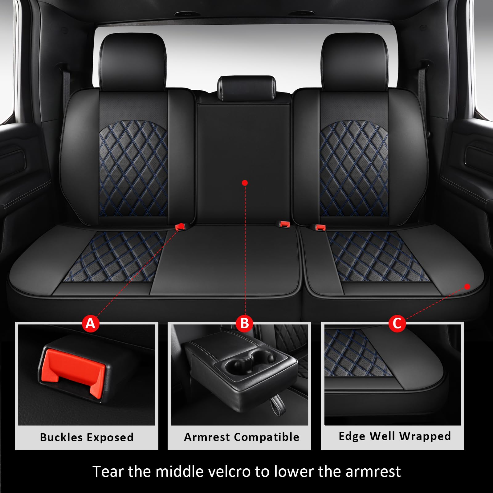 MIROZO Dodge Ram Seat Covers,Waterproof Truck Seat Covers Fits for 2009-2024 Ram 1500 2500 3500 Crew Quad Regular Cab Pickup Cus