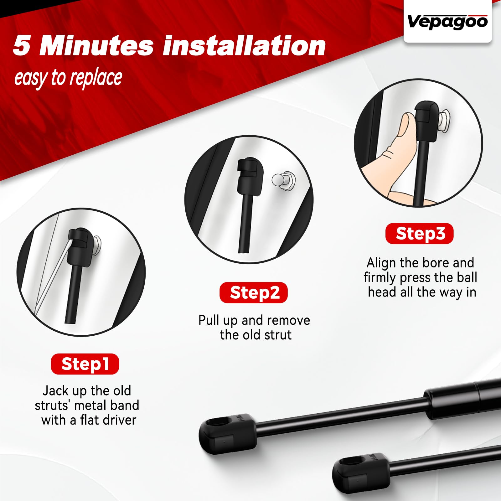 Vepagoo 4373 Rear Hatch Liftgate Tailgate Struts Compatible With 2003-2007 Honda Pilot Base/Ex/Ex-L/Lx/Se-L/Special Edition/Valu