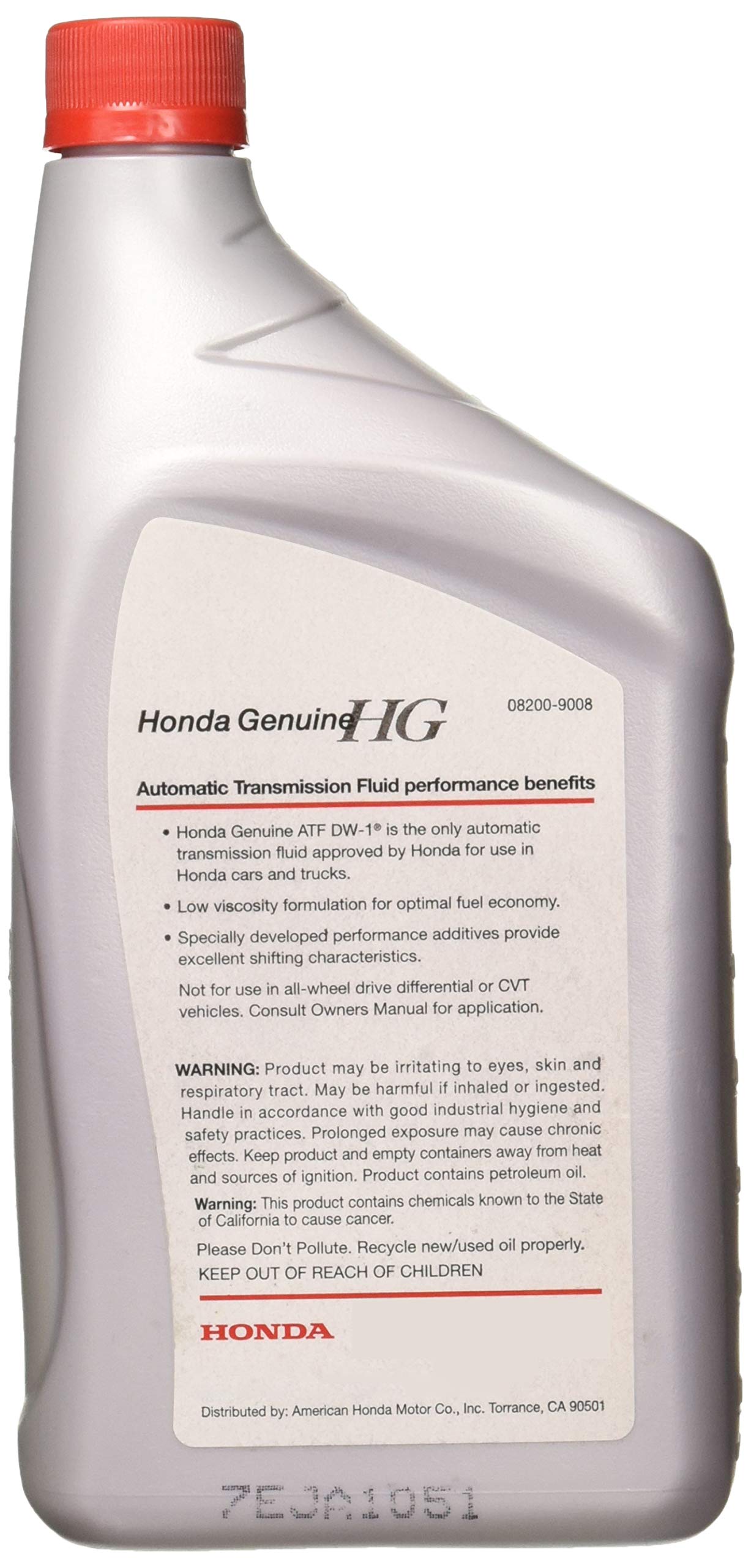 Genuine Honda 08200-9008 Automatic Transmission Fluid ATF DW-1 (ATF-Z1) 2 Quarts