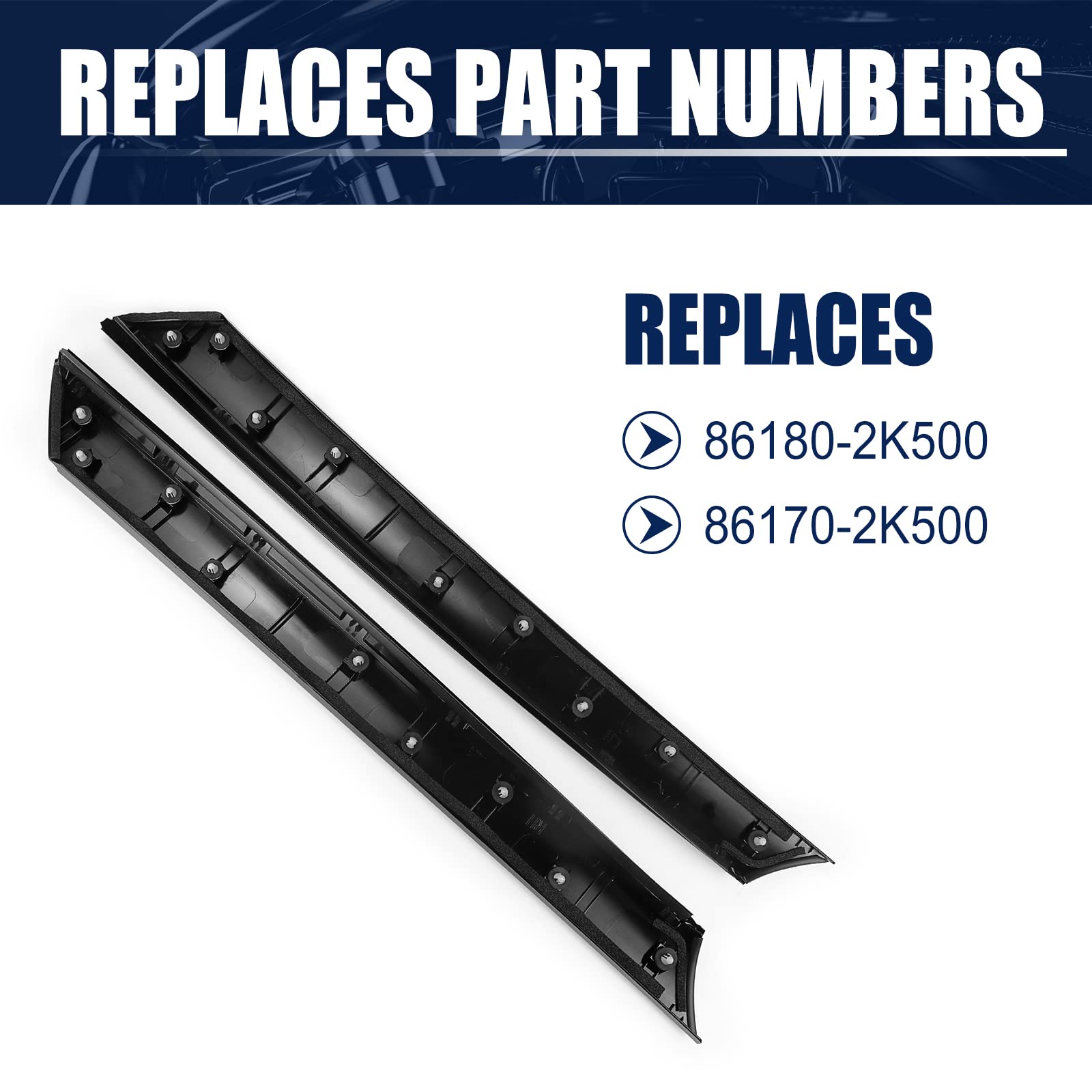 Fexon Exterior Molding Windshield A Pillar Outer Trim Garnish Driver & Passenger Side Compatible With 2010-2013 Kia Soul 861702K