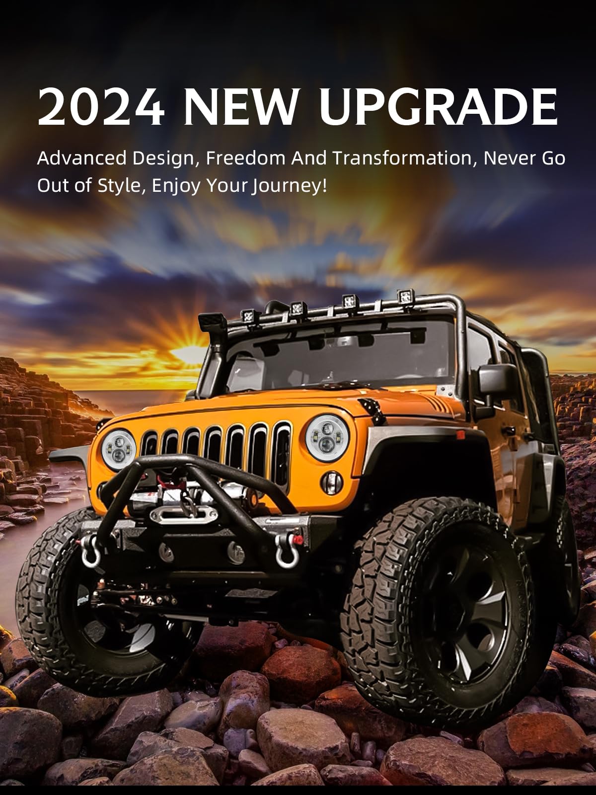 Uni-Shine 2Pcs Projector 7 Inch Led Headlight Hi/Lo Beam Chrome Dot Approved 7 Round H6024 Led Headlight Compatible With Jeep Wr