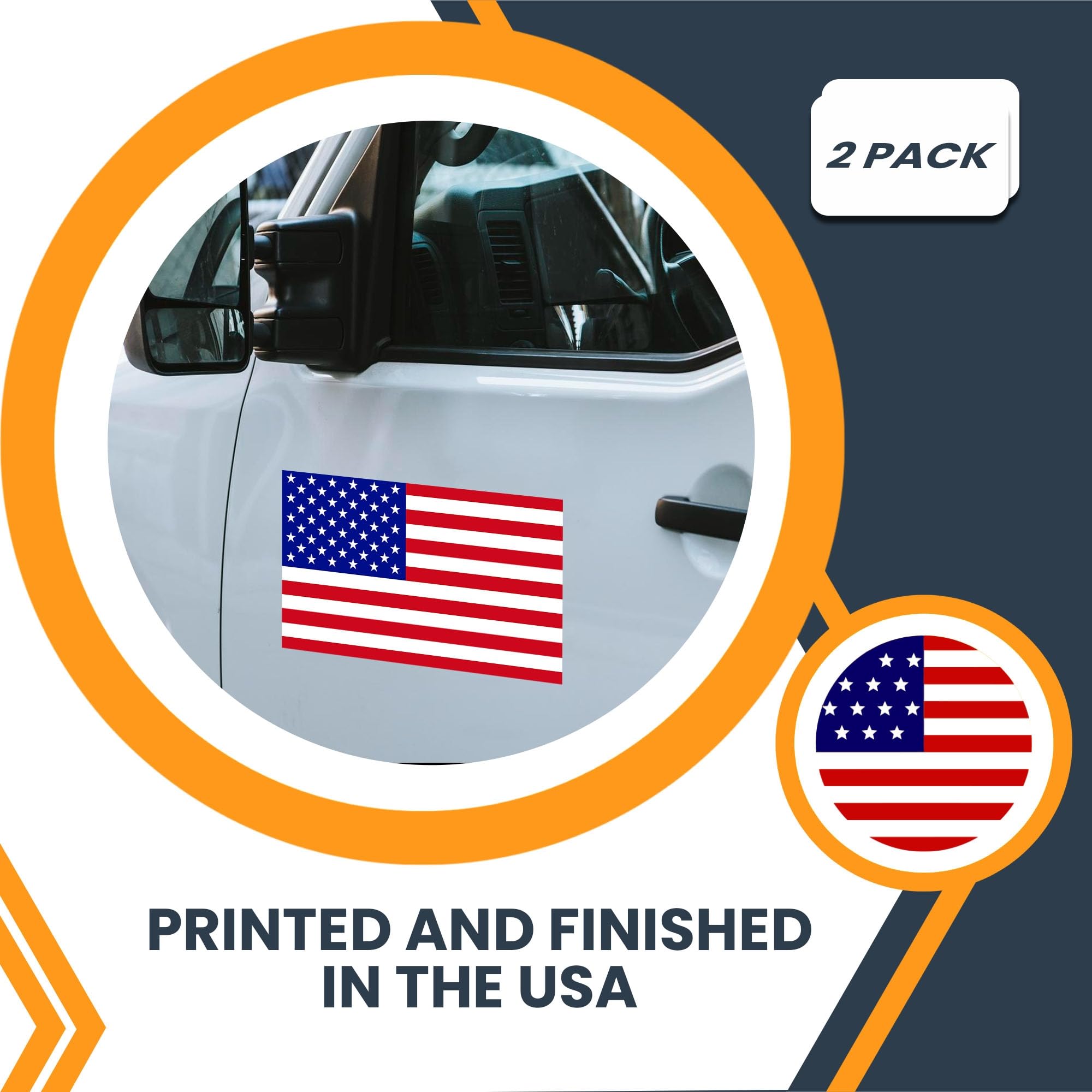 Magnet Me Up American Flag Magnet Decal, 7X12 Inches, 2 Pack, Red White And Blue, Heavy Duty Automotive Magnet For Car Truck Suv