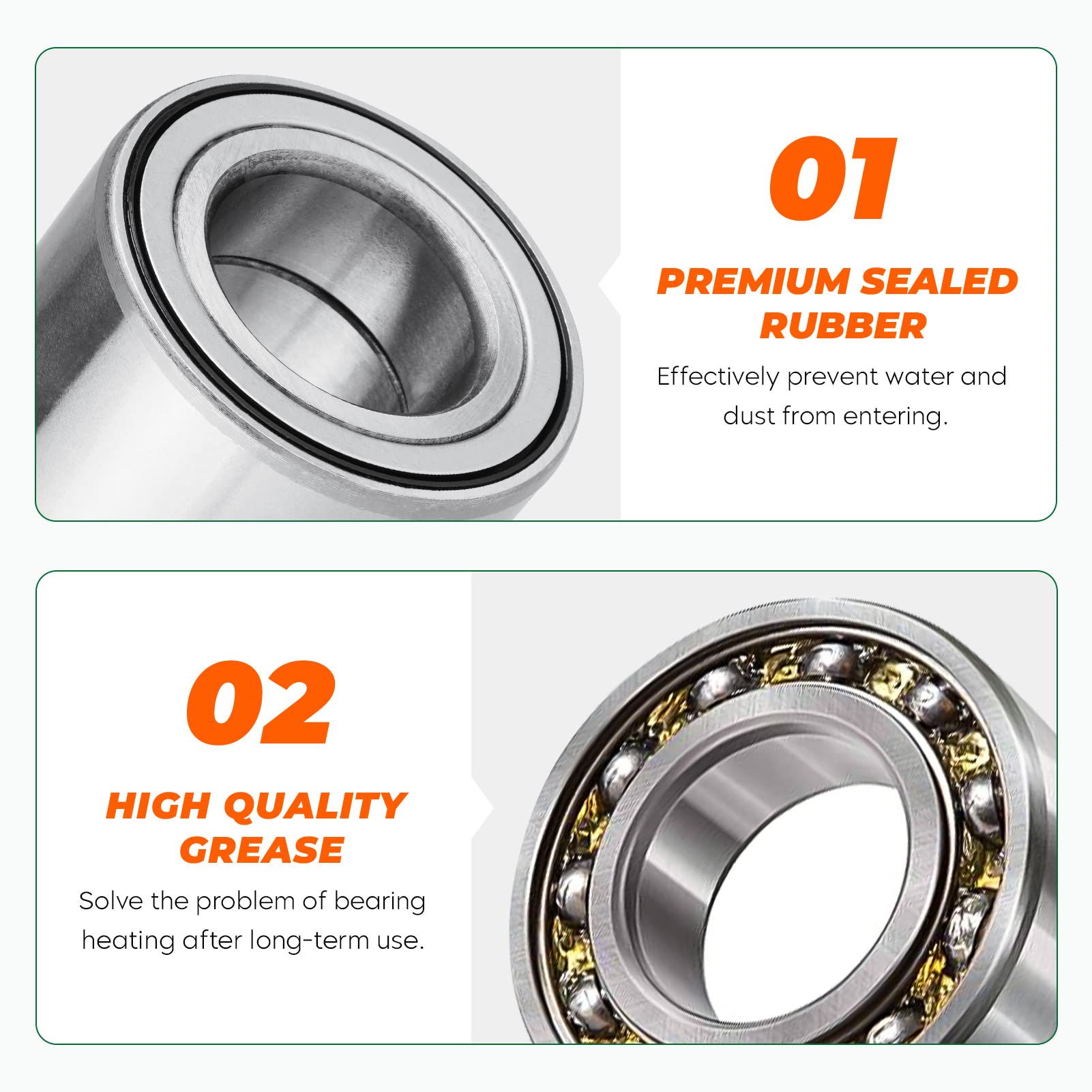 Front Rear Wheel Bearing for Arctic Cat 1402-027 1402-809 Wildcat 1000 X 4X Alterra 400 500 700, for Kawasaki Teryx Teryx4 92045