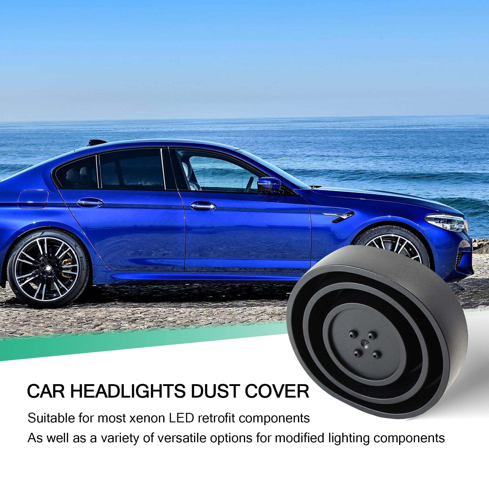 Fluher 2 Pcs Car Forward Light Dust Cover, 2.16-3.74'' Silicone Waterproof Sealing Extension Cover, Car Bulb Housing Cap With Th