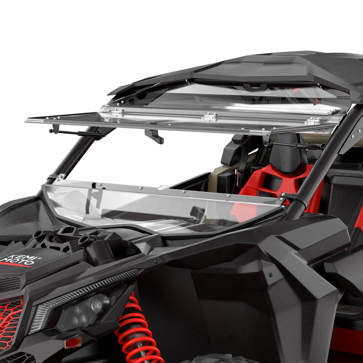 KEMIMOTO X3 Flip Windshield Compatible with Can-Am Maverick X3 & X3 Max, Scratch Resistant Hard Coated 1/4'' Thick Polycarbonate