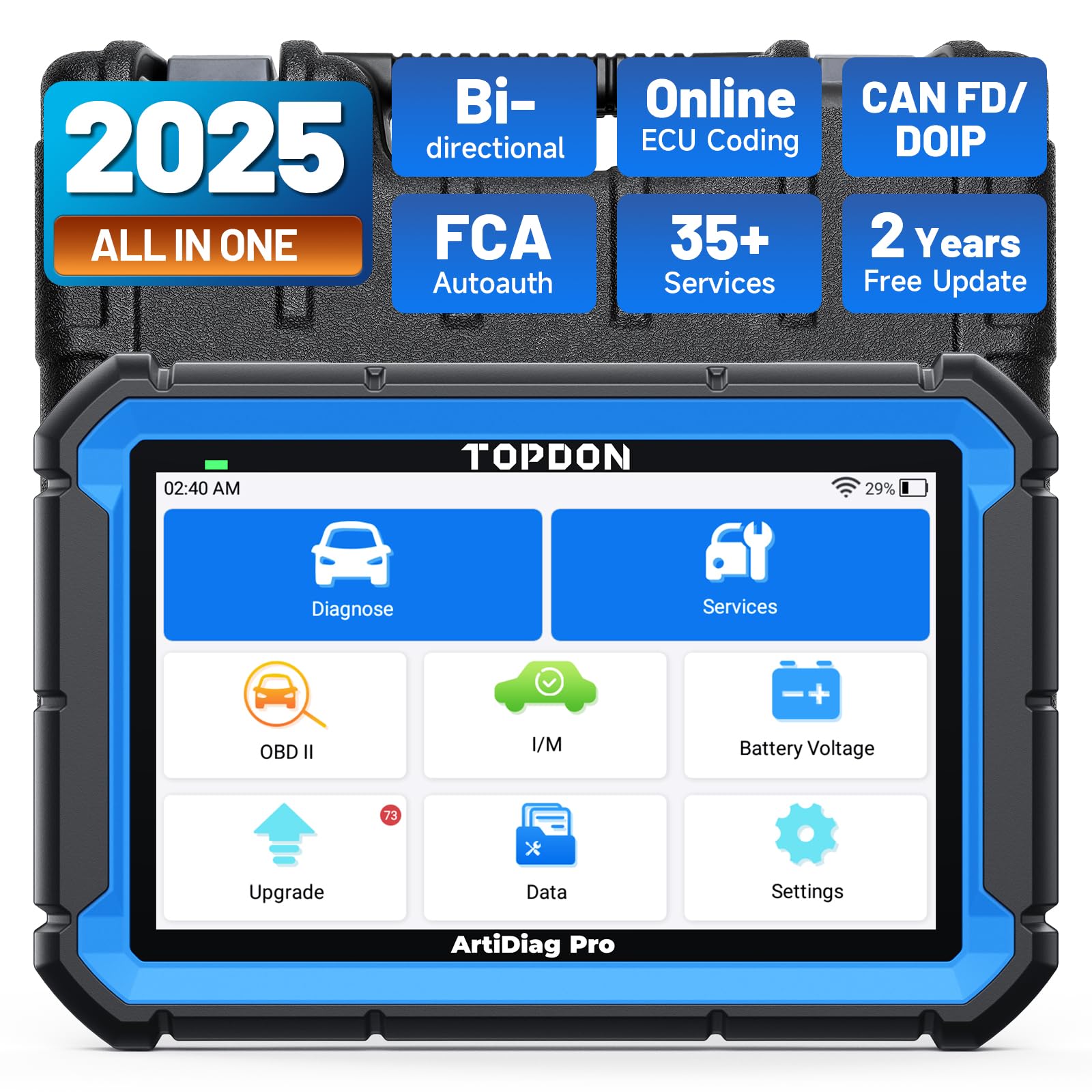 TOPDON ArtiDiag Pro Bidirectional Scan Tool, ECU Coding OBD2 Scanner Diagnostic Tool, 2 Years Free Update(Worth 300)/FCA Autoaut