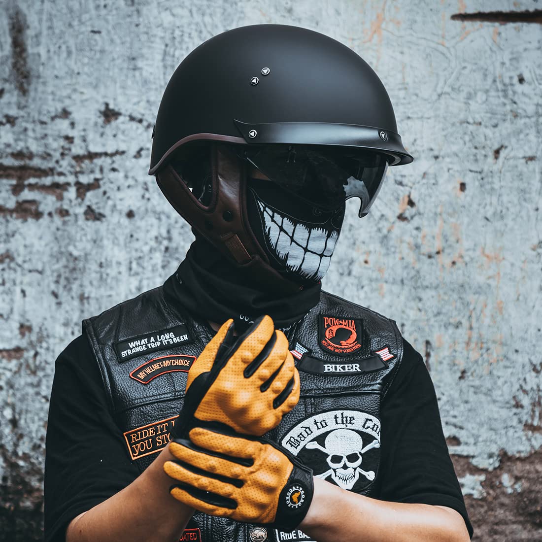 Vcoros Motorcycle Half Face Helmet F-07 With Sun Visor Quick Release Buckle Dot Approved Adult Helmets For Cruiser Chopper Moped