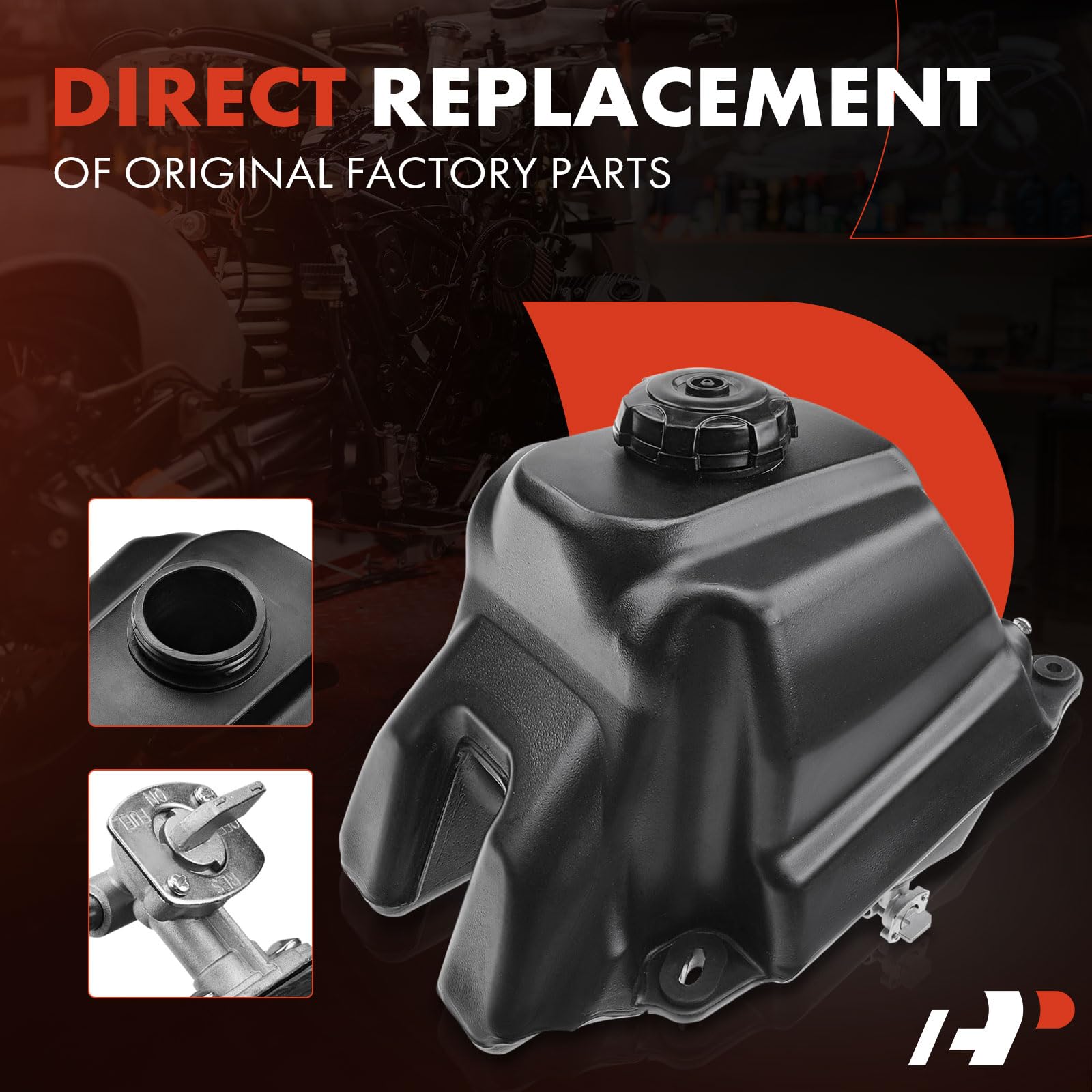 A-Premium ATV Fuel Gas Tank with Fuel Cap and Fuel Petcock Valve Switch Compatible with Yamaha Banshee 350 YFZ350 1988-2006 Repl