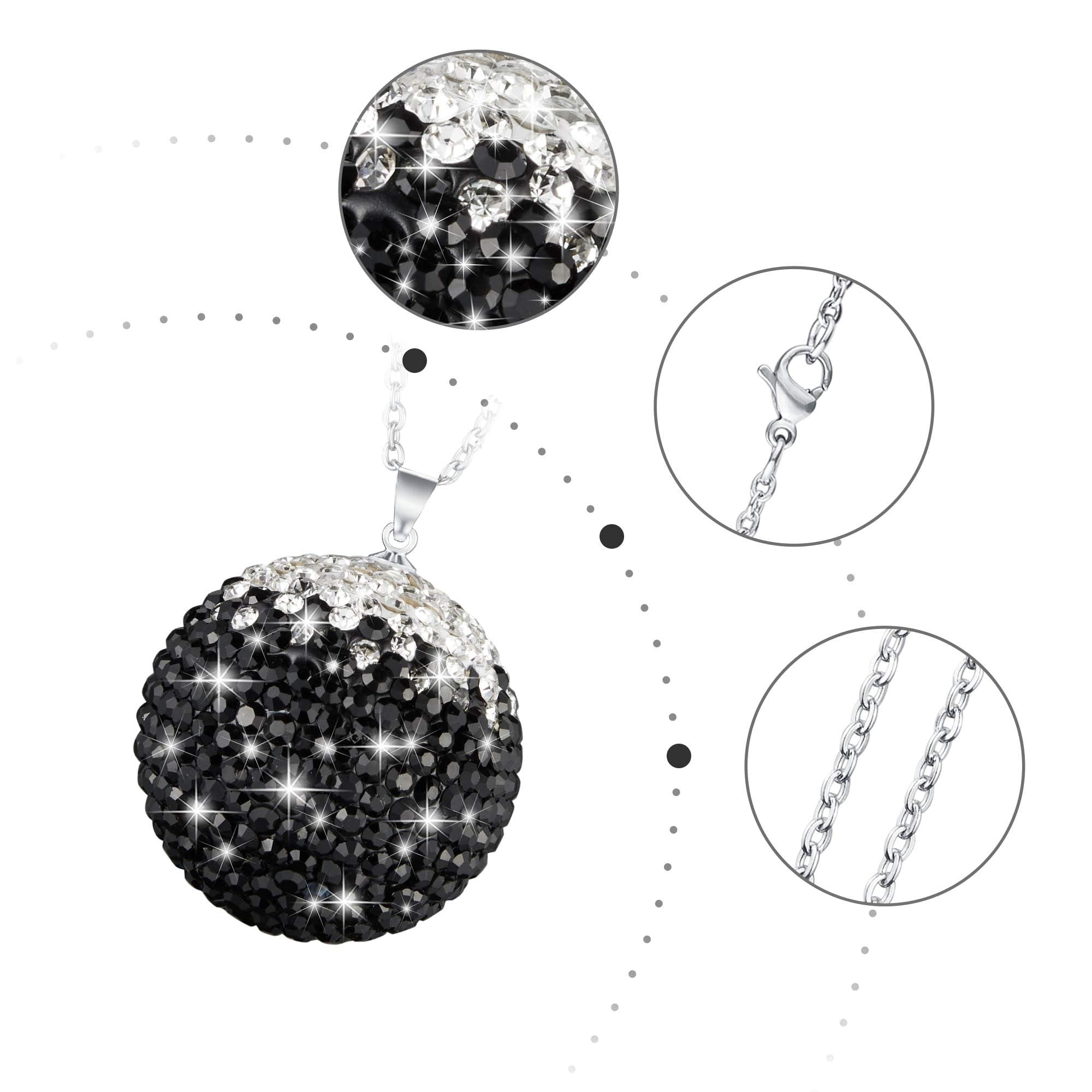 WINKA Bling Crystal Ball Car Decoration - Rhinestone Hanging Pendant, Black-White Stainless Steel Charm for Home & Car Accessories