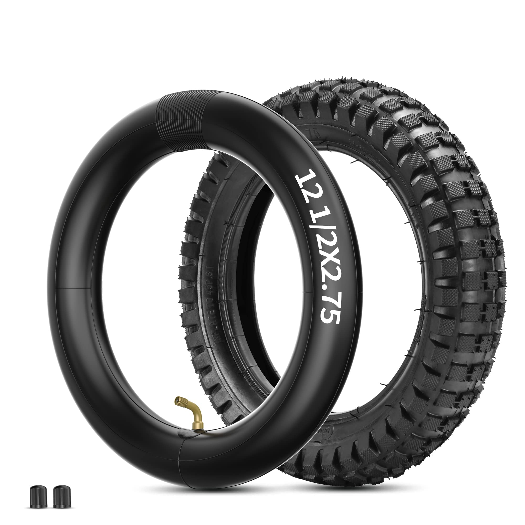 RUTU 12.5x2.75 Inner Tube & Bike Tire Set - Compatible with Scooter, Kids Dirt Bikes, 12 1/2 x2 3/4 - Heavy Duty Scooter Tire Tu