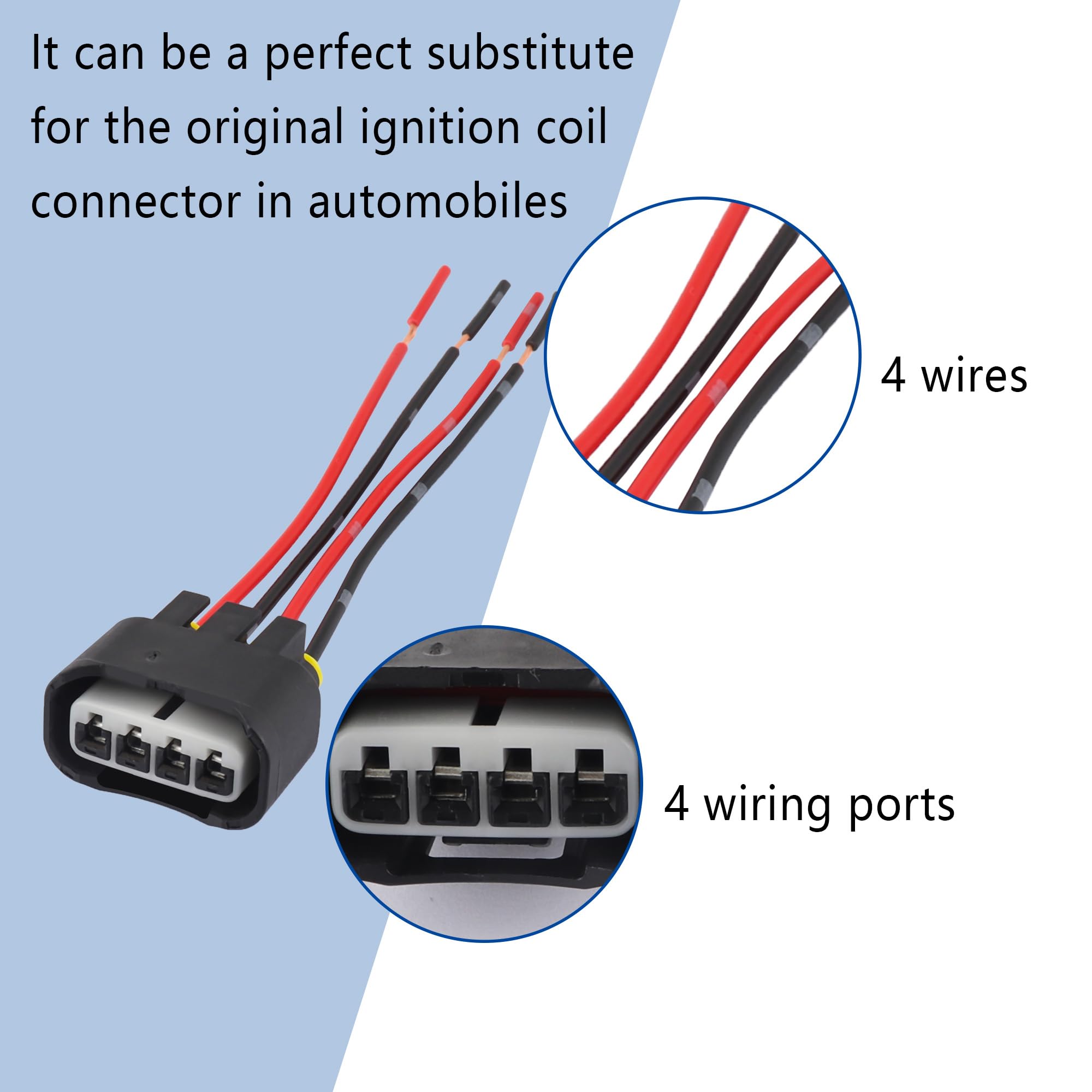 SSNNUU Ignition Coil Connector - 4PCS Standard 4 Ports Wire - Metal/Plastic - 1.11x0.94x0.6 inch - Compatible with L4