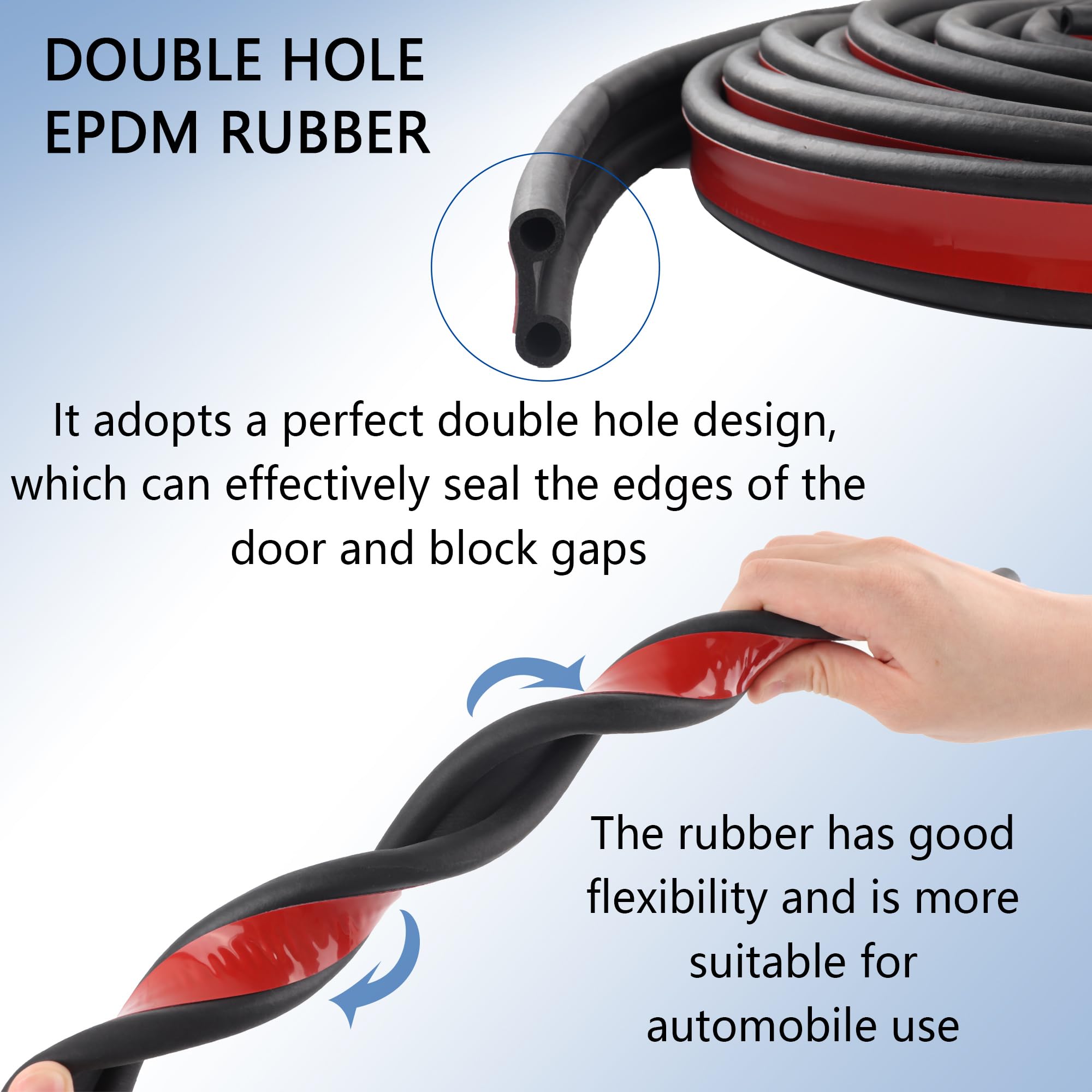 Truck Tonneau Cover Seal,Camper Shell Seal Rubber Weather Stripping With Double Hole,Universal Tailgate Seals For Pickups Trucks Campers Cars(24.6Ft)