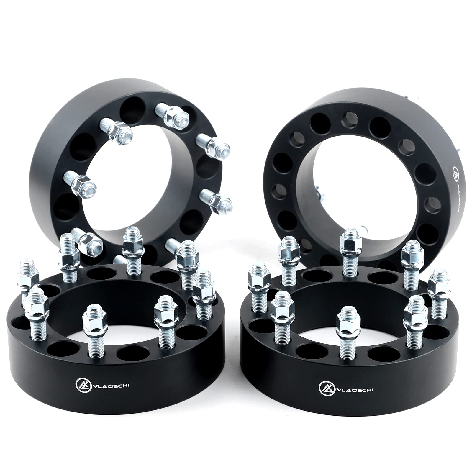 VLAOSCHI Black Forged 8x6.5 to 8x180 Wheel Adapters 2 Inch with 14x1.5 Studs Compatible with Chevy G-M-C 8 Lug for 1999-2010 Sil