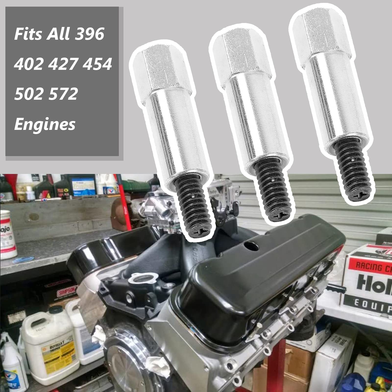 Magqoo 14Pcs Chrome Stud Kit Big Block Valve Cover Bolt Set Replacement For Chevy Fits Bbc 396 427 454 502 Engines